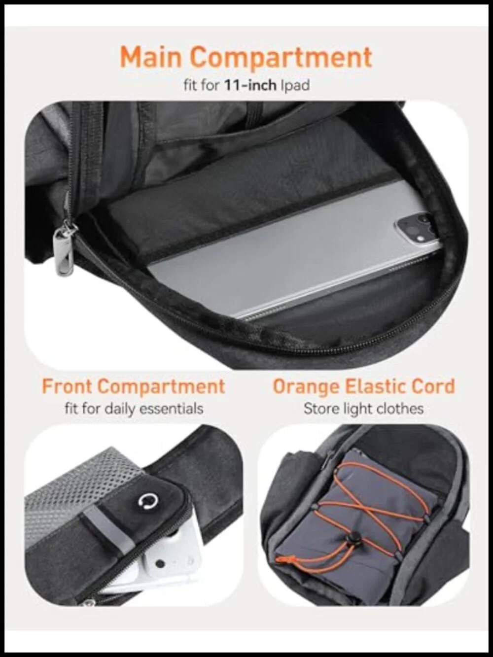 AGPTEK RFID Crossbody Sling Bag for Men Women, Large Capacity Daypack with